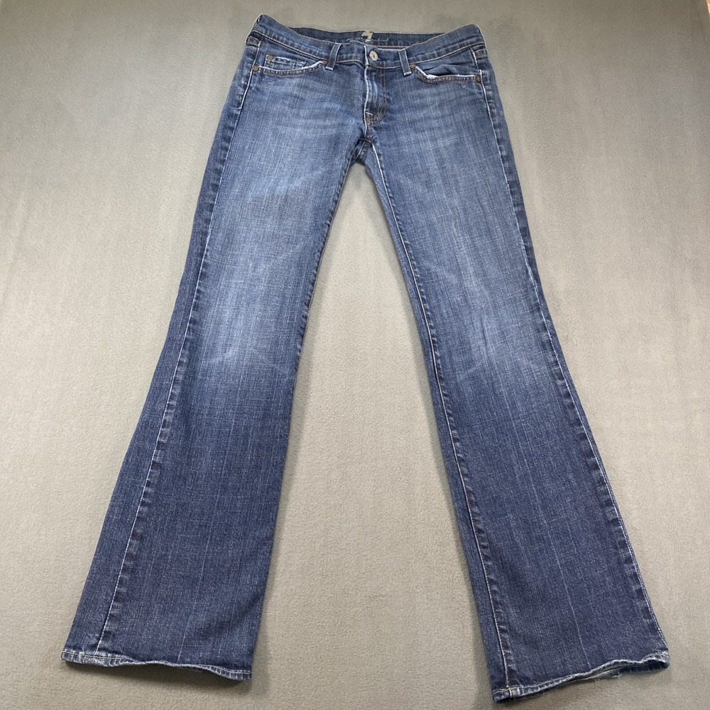 7 For All Mankind Womens Jeans Medium Wash Jeweled Back Pockets Bootcut 29 USA